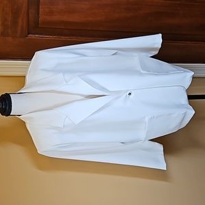 VINTAGE WHITE BLAZER SUIT JACKET BUTTON 16P BEND OVER 100% POLYESTER NWOT